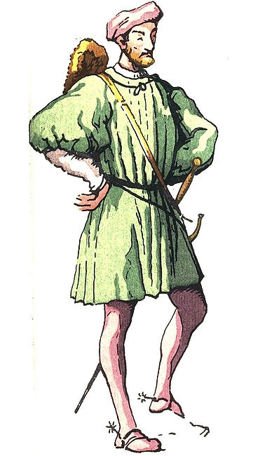 François Ier en tenue de chasse en 1519 (Charles Jean Hallo) - Tiré de l'ouvrage De la cape à la botte